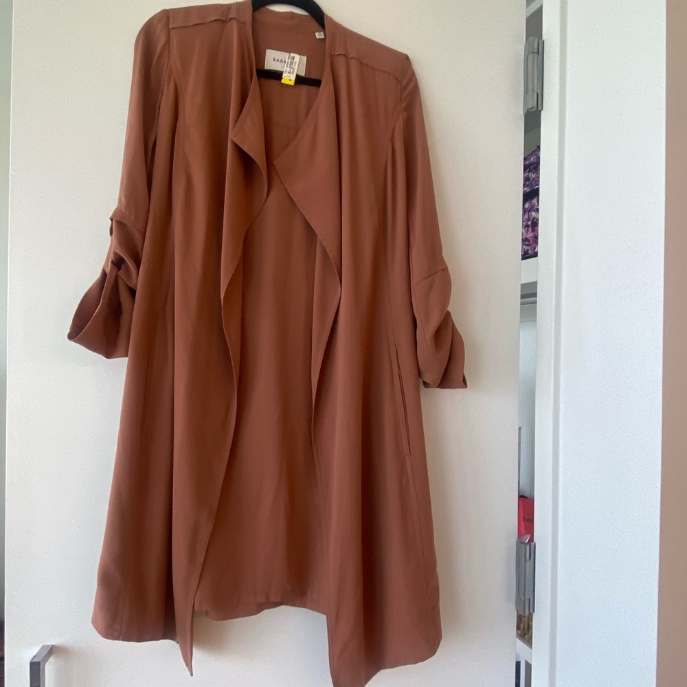 Brown Draped Open Front Jacket - image 1